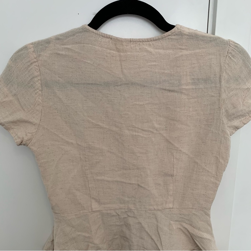 Linen Blend Peplum Button-Front Top - Picture 6 of 6